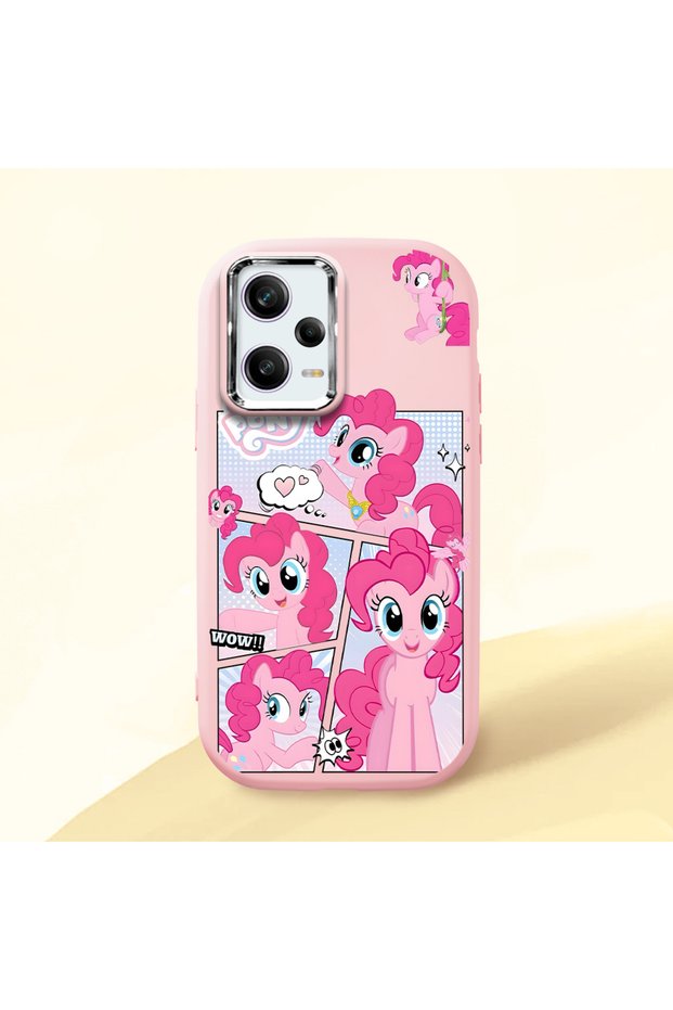 Redmi Note 12 Pro 5g Compatible Shock-Absorbing Camera Protected Pink Silicone Case Pony Patterned
