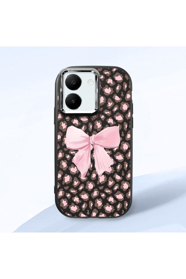Vivo Y77T/Y78M Compatible Shock-Absorbing Camera Protected Black Silicone Case Leopard Printed I