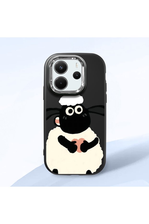 Redmi Note 14 4g Compatible Shock-Absorbing Camera Protected Black Silicone Case Kuzu Patterned