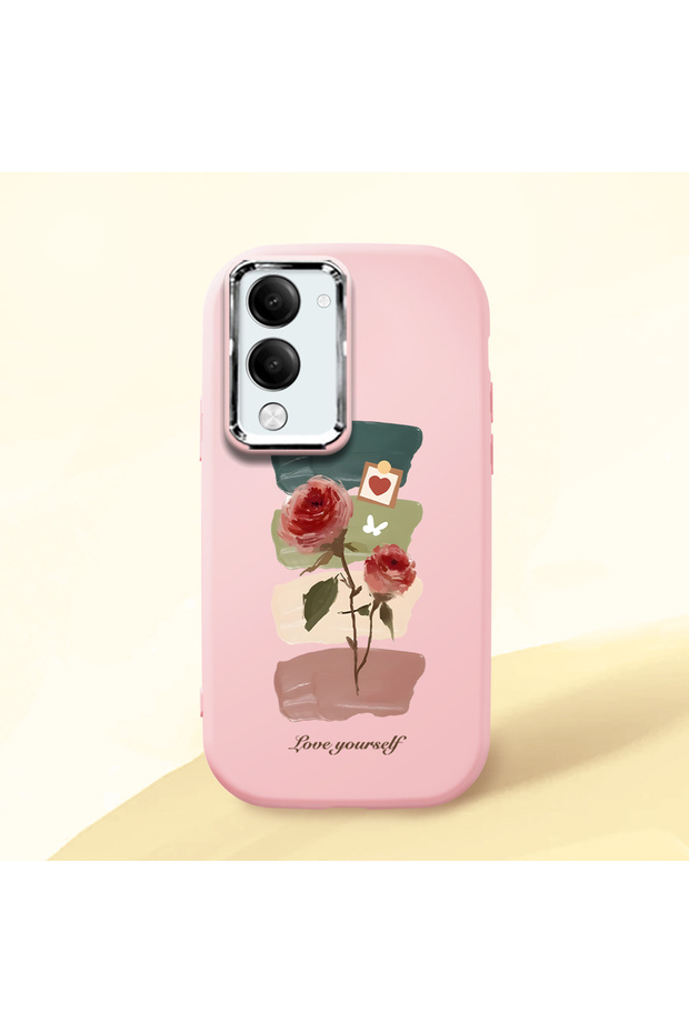 Vivo Y19S Gt Compatible Shock-Absorbing Camera Protected Pink Silicone Case Artistic Patterns