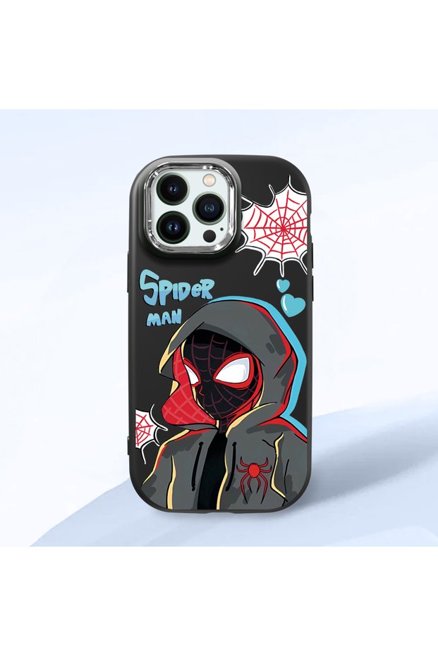iPhone 14 Pro Max Compatible Shock-Absorbing Camera Protected Black Silicone Case Spider-Man