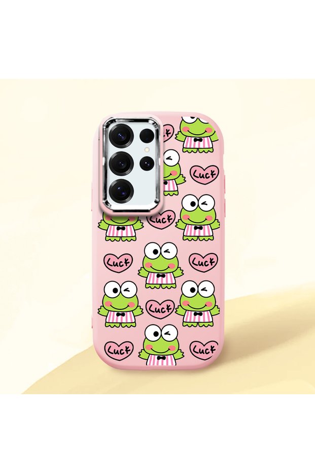 Pink Silicone Case with Camera Protection Compatible with Samsung Galaxy S25 Ultra Frog Princess