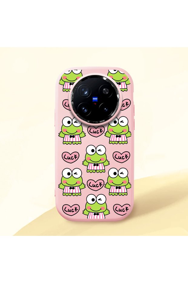 Vivo X200 Pro Compatible Shock-Absorbing Camera Protected Pink Silicone Case Frog Princess