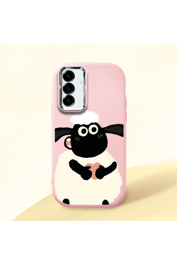 Samsung Galaxy A56 Compatible Shock-Absorbing Camera Protected Pink Silicone Case Kuzu Patterned
