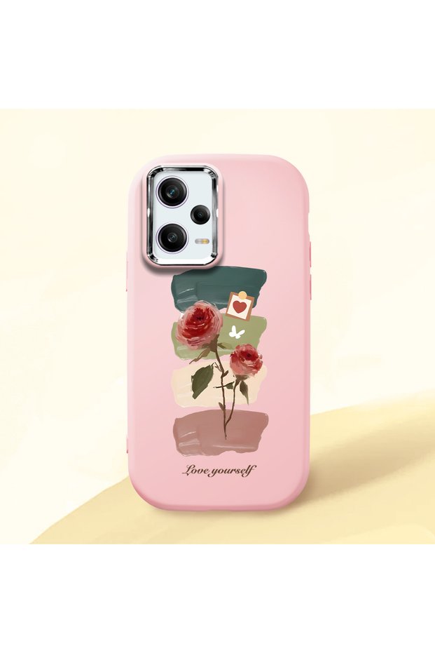 Poco X5 Pro 5g Compatible Shock-Absorbing Camera Protected Pink Silicone Case Artistic Patterns