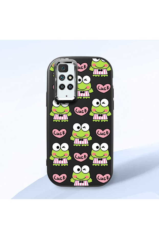 Redmi 10 2022 Compatible Shock-Absorbing Camera Protected Black Silicone Case Frog Princess