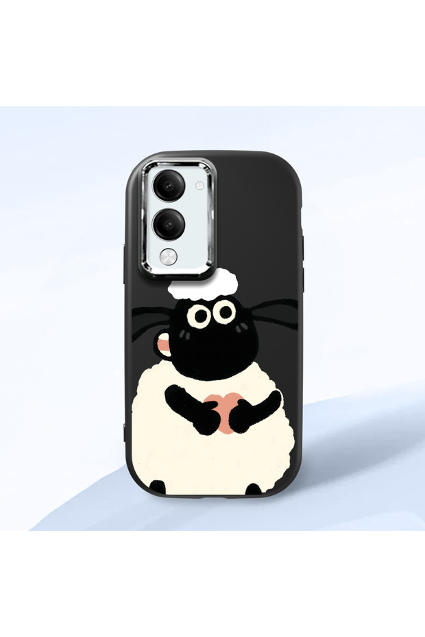 Vivo Y19S Gt Compatible Shock-Absorbing Camera Protected Black Silicone Case Lamb Patterned