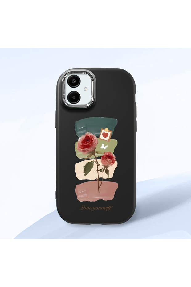 Samsung Galaxy A06 4g Compatible Shock-Absorbing Camera Protected Black Silicone Case Artistic Patterns