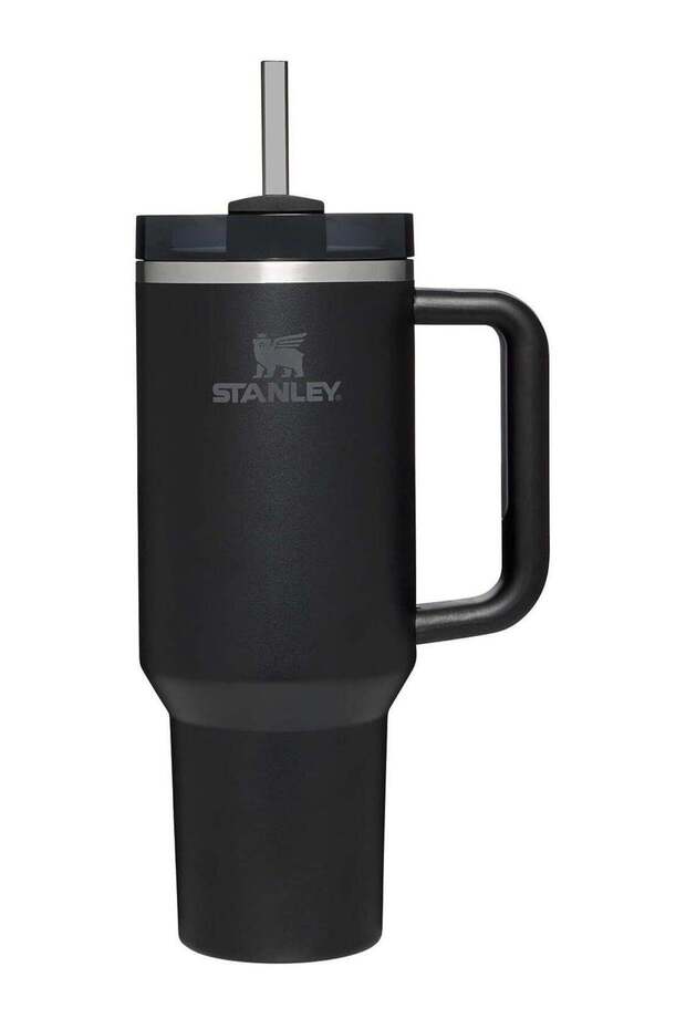 Stanley Quencher H2.0 FlowState Stainless Steel Vacuum Insulated Tumbler with Lid and Straw, Black, 40 oz