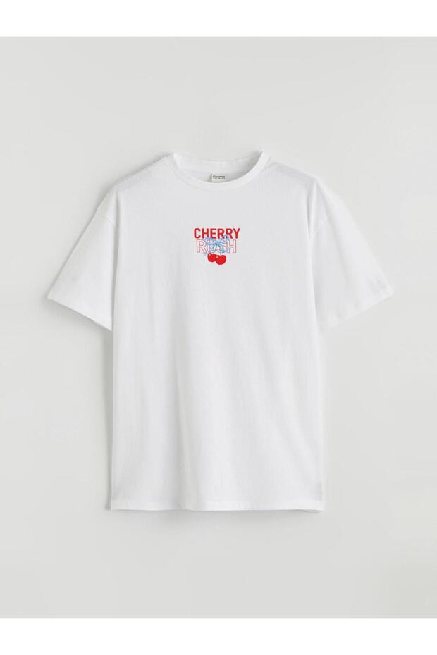 Lcw Kids White Crew Neck Printed Girls' T-Shirt