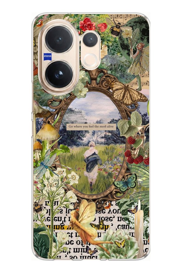 Vivo V60 Compatible Green Nature Printed Silicone Case