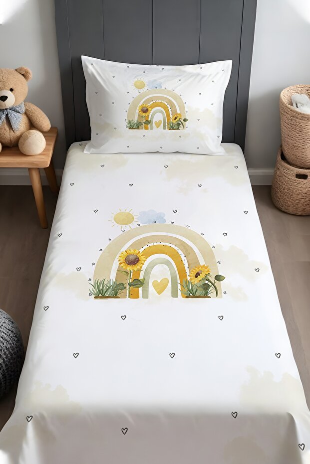 Bohemian Sunflower Patterned Bedspread and Pillowcase