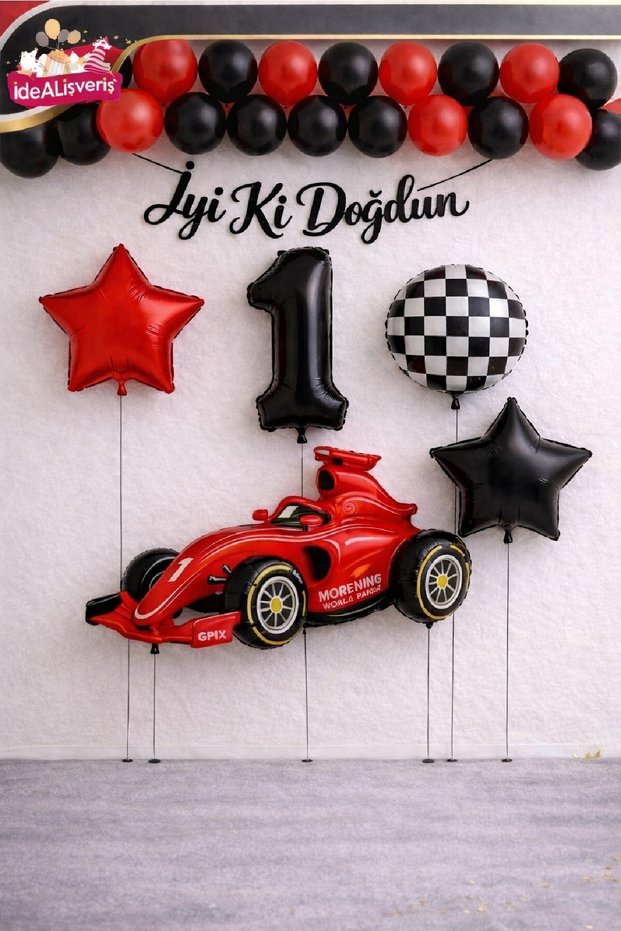 Race Car Themed Birthday Balloon Decoration Set for 1-9 Years Old Party Decoration Set with Happy Birthday Written