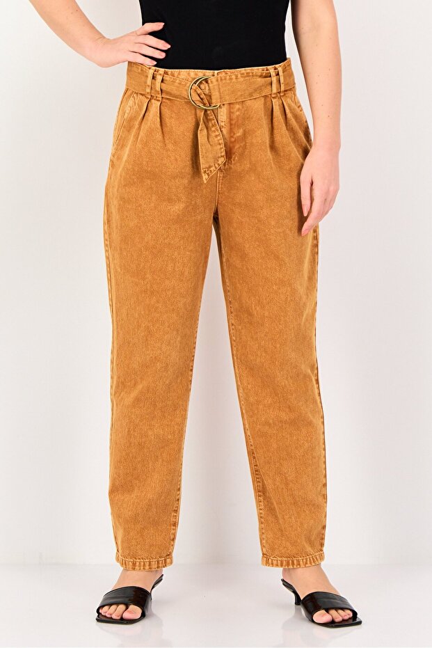 Women Regular Fit Washed Non-Stretchable Denim, Brown