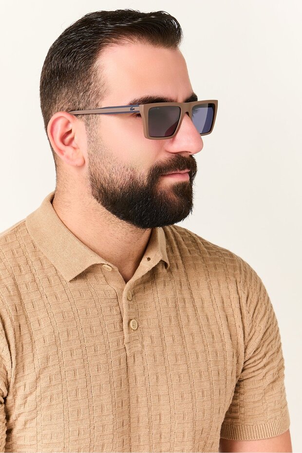 Men L6009S Rectangular Sunglasses, Brown - 2