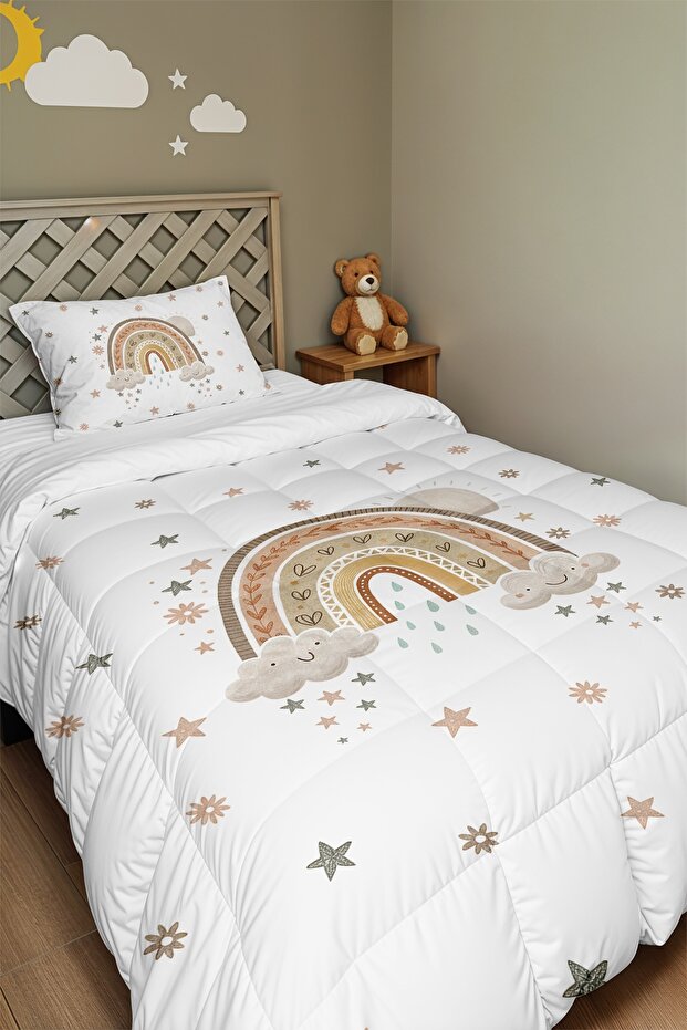 Mother Earth Rainbow Patterned Single Duvet and Pillowcase