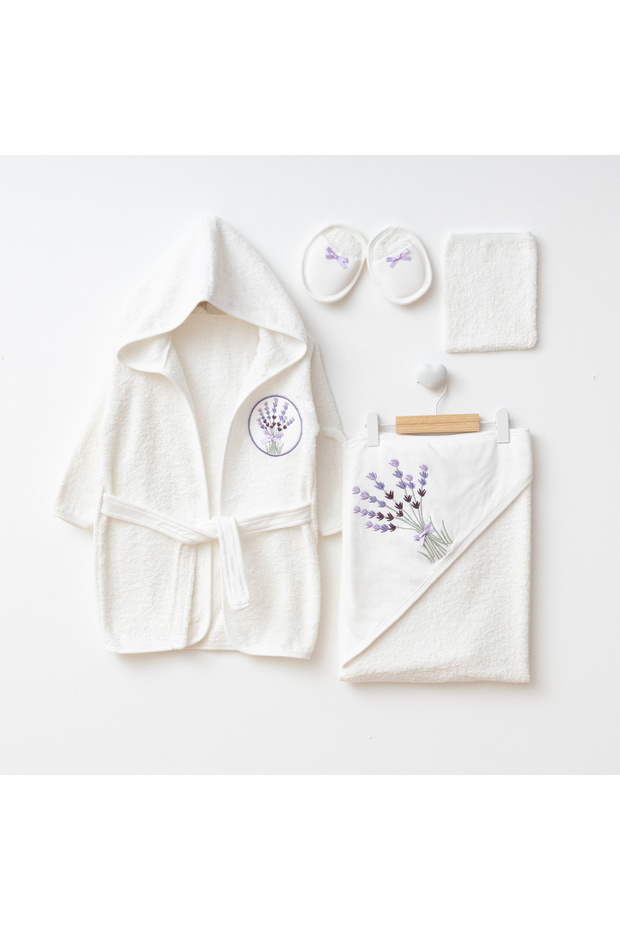 Hooded Baby Bathrobe Set 100% Cotton Newborn Bath Towel Set Embroidered