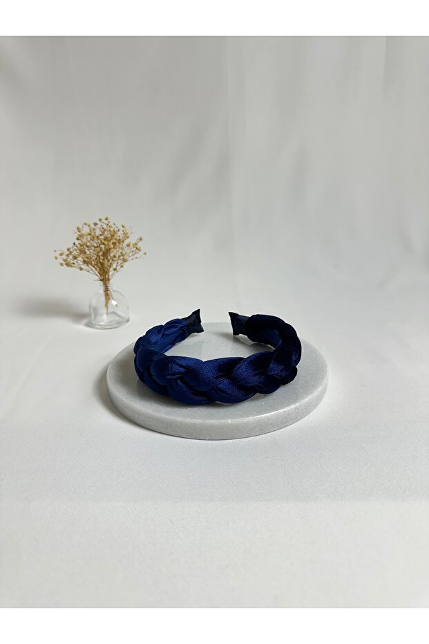 Navy Blue Braided Velvet Crown Headband