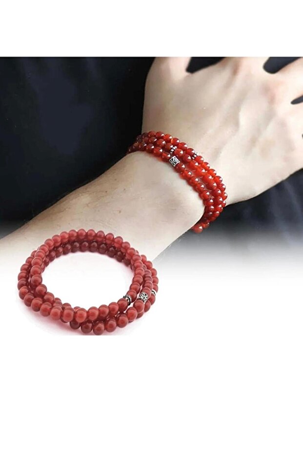 Both Bracelet and Necklace, as Well as Prayer Beads, 99 Pieces, 6mm Red Agate Natural Stone