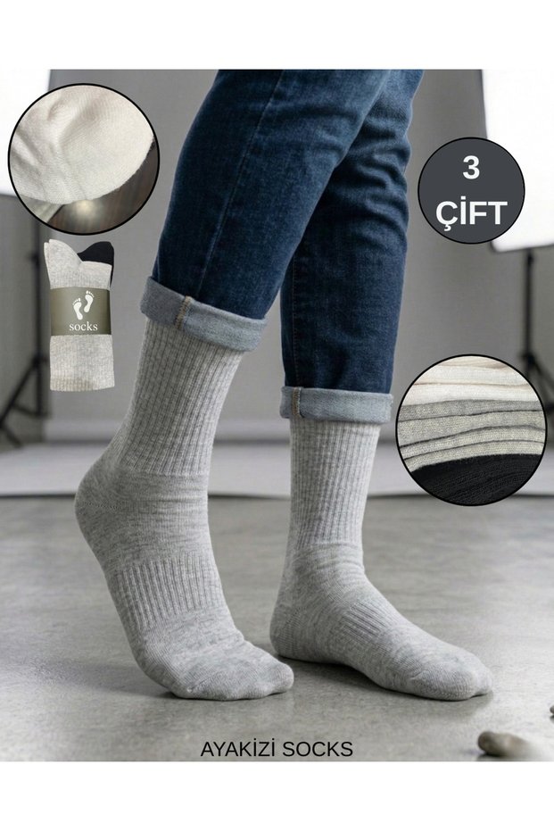 3 Pairs Nose Stitch-Free Men's Tennis Socks Special Material That Prevents Odor