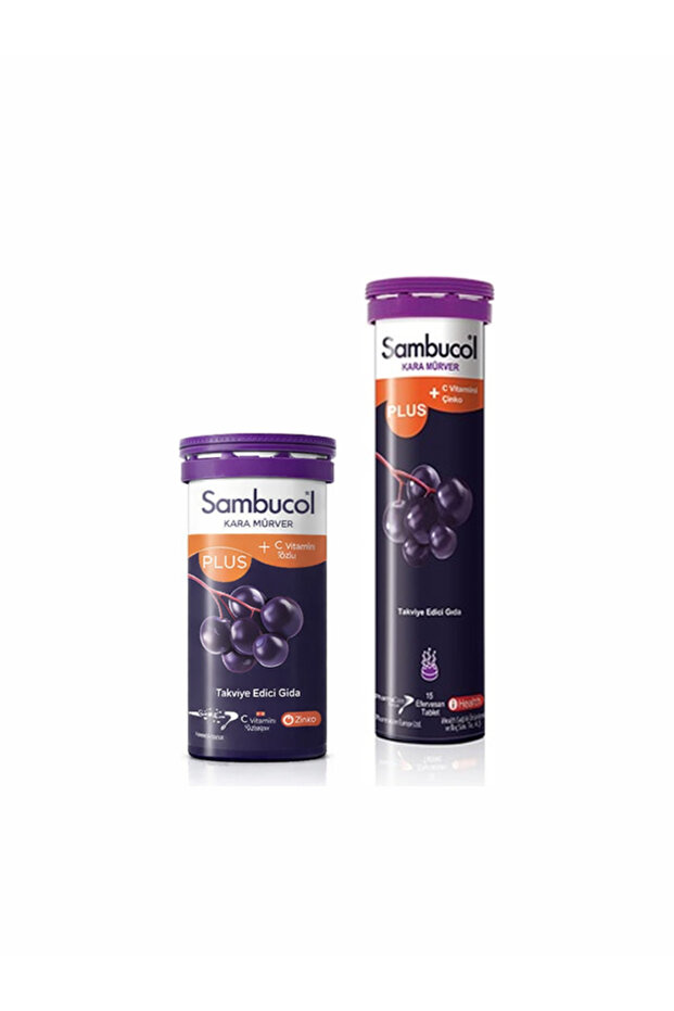 Black Elderberry Effervescent Tablet 15+3 Tablets Food Supplement Containing Vitamin C and Zinc