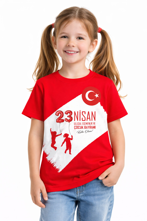 23 April Children's Day Themed 100% P Cotton O Oversized Mold T-Shirt\T-Shirt