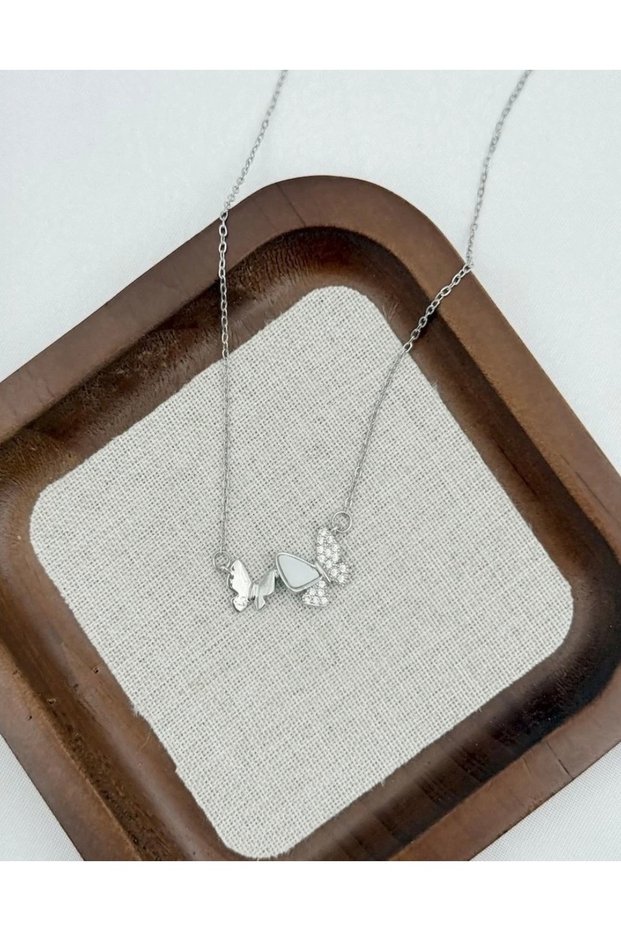 Steel Butterfly Necklace 45cm