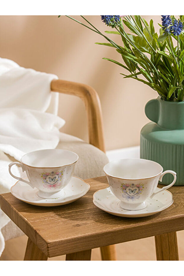 Sparkling Choices from Shining Store Butterfly Printed 2-Person Porcelain Coffee Cup Set 220 ml