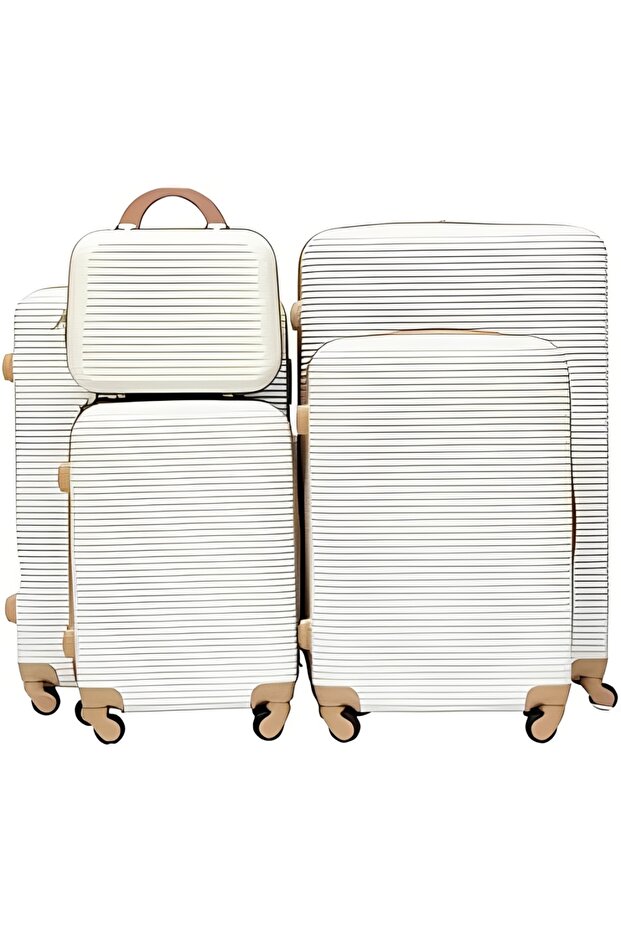 5-Piece Luxury Hard Shell Luggage Set - 360° Silent Spinner Wheels & Secure Lock (Premium White)