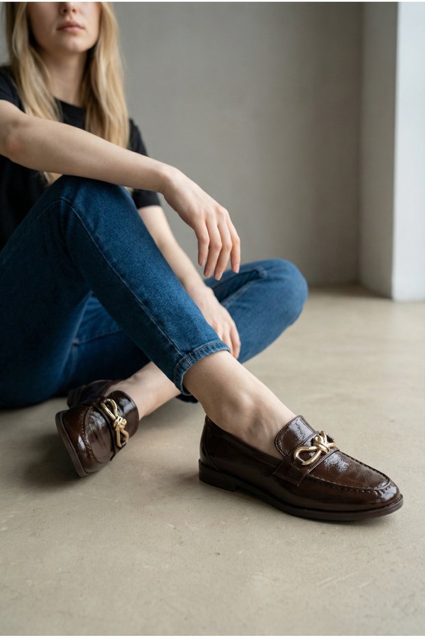 Women's Coffee Loafers Orthopedic Sole New Season Casual with Accessories S600