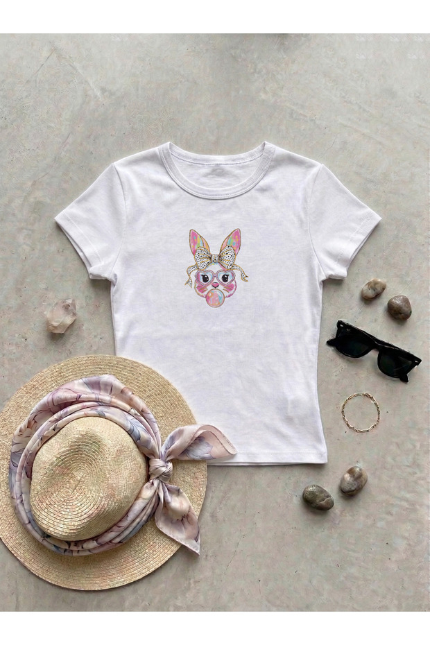 Bubblegum Printed Stretch Fabric Body T-Shirt