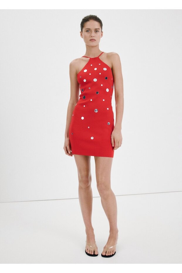 Halter yaka triko elbise - 2