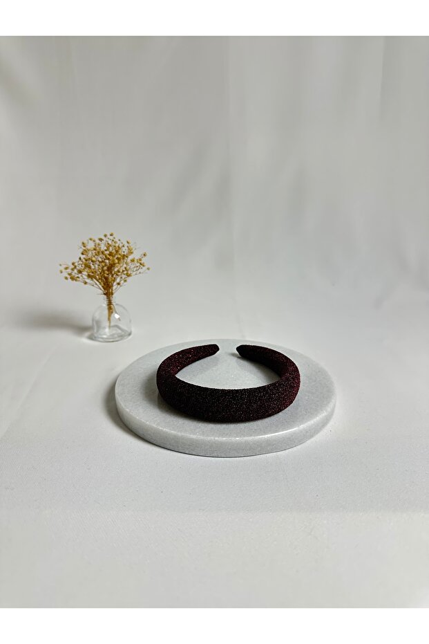 Burgundy Thin Curved S Glittery Crown Hair Band