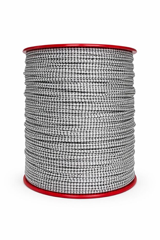 حبل تغليف وتعبئة أسود وأبيض D منقوش 1 مم حبل ربط لتغليف الهدايا والشحن - 1