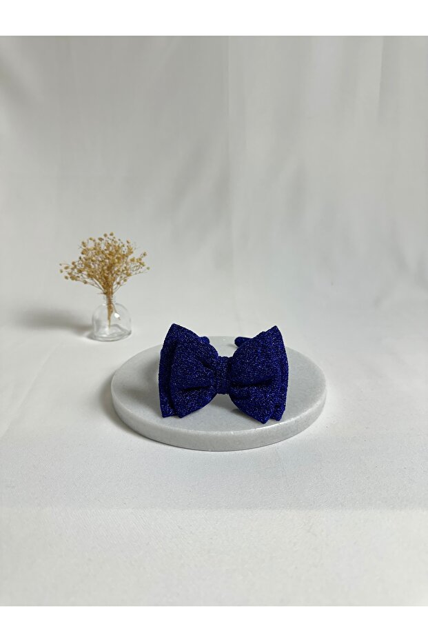 Cobalt Blue Double Bow Glittery Crown Hair Band