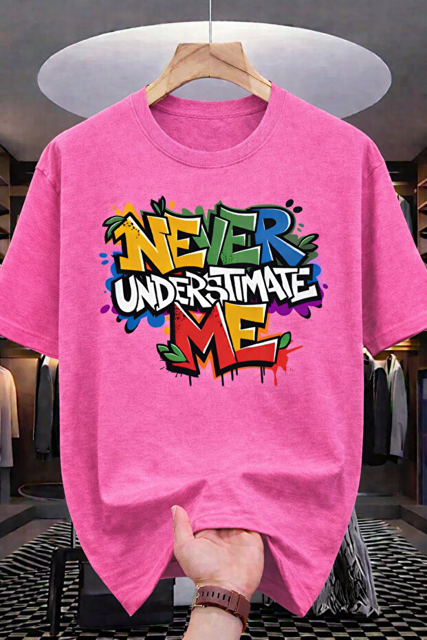 تي شيرت رجالي كبير الحجم Never Underestimate Me Graphic مطبوع تي شيرت للجنسين
