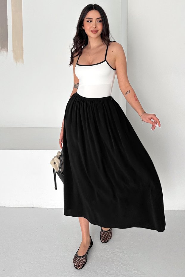 Women's Elastic Waist Long Skirt – Comfortable Cut, Casual and Stylish Skirt