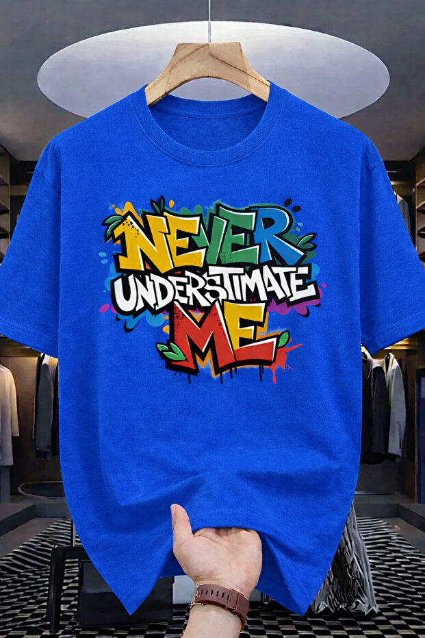 تي شيرت رجالي كبير الحجم Never Underestimate Me Graphic مطبوع تي شيرت للجنسين