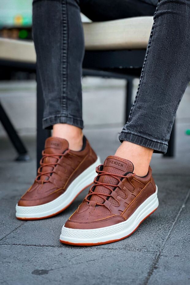 Ch040 C-Rey Men's Casual Lace-Up Leather Sports Sneaker Shoes Cbt - Tan