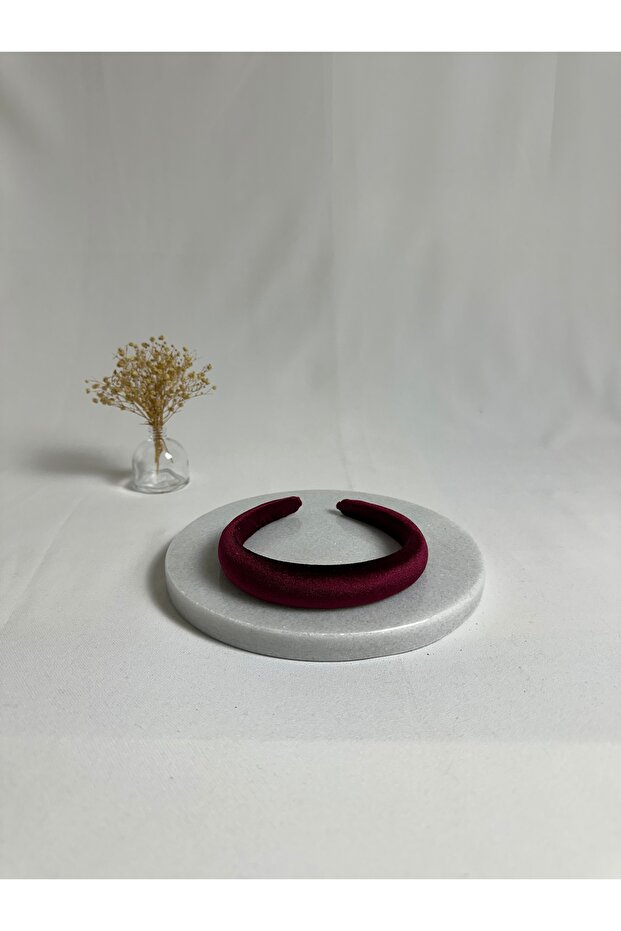 Burgundy Thin Curved K Velvet Crown Hair Band