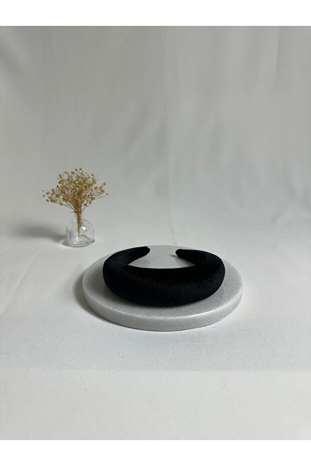Black Thick Curved Velvet Crown Hair Band