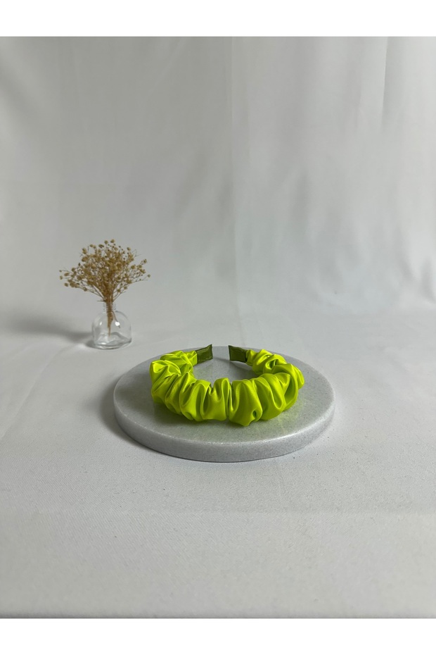 Pistachio Green Ruched Satin Crown Hair Band