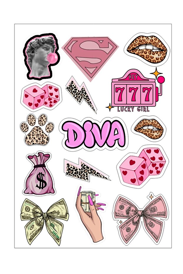 Diva Sticker Set 30X21 Sticker MacBook Notebook Tablet Phone Agenda Laptop Notebook Sticker Set