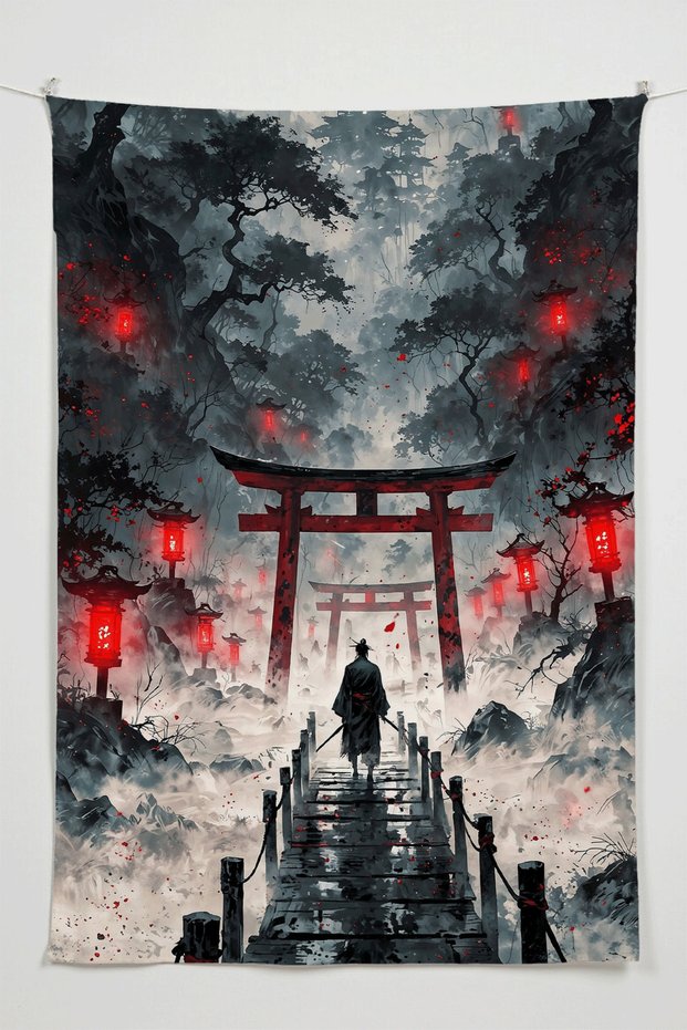Ronin Wall Covering – Large Size Tapestry Wall Rug Sq, Game Anime Movie Room Decor