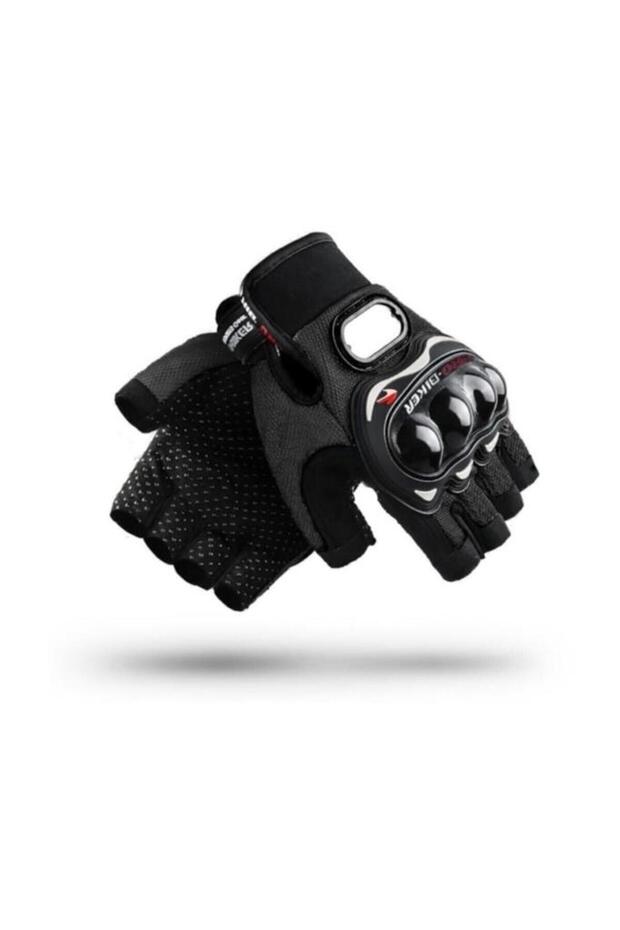 Motorcycle Bicycle Half Short Cut Fingerless Gloves Superior Protection Summer (Black)