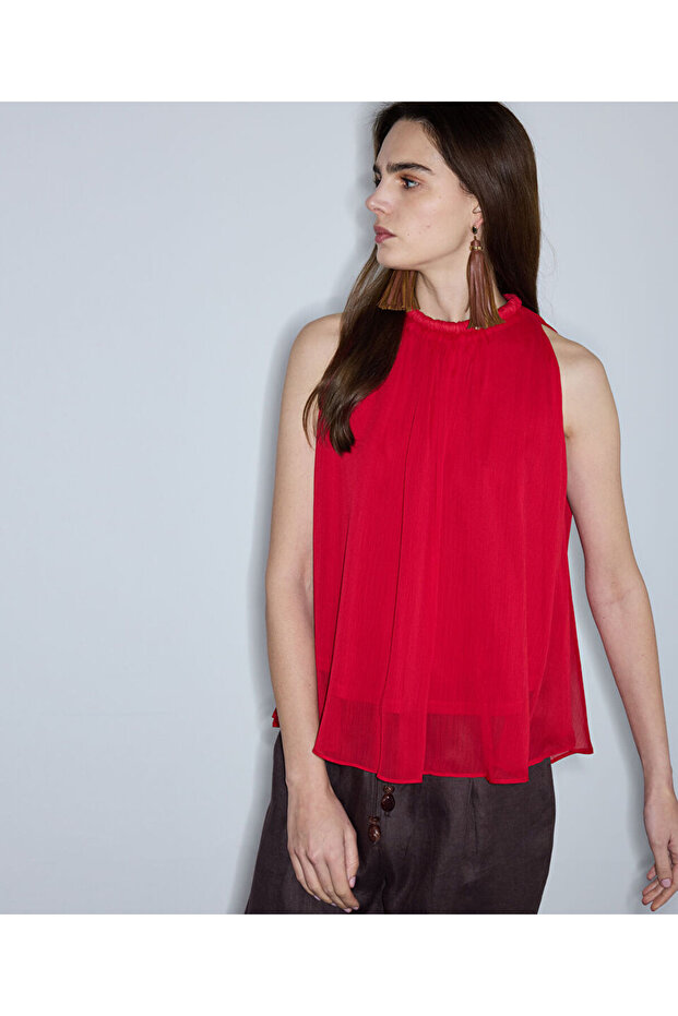 Halter yaka şifon bluz - 4