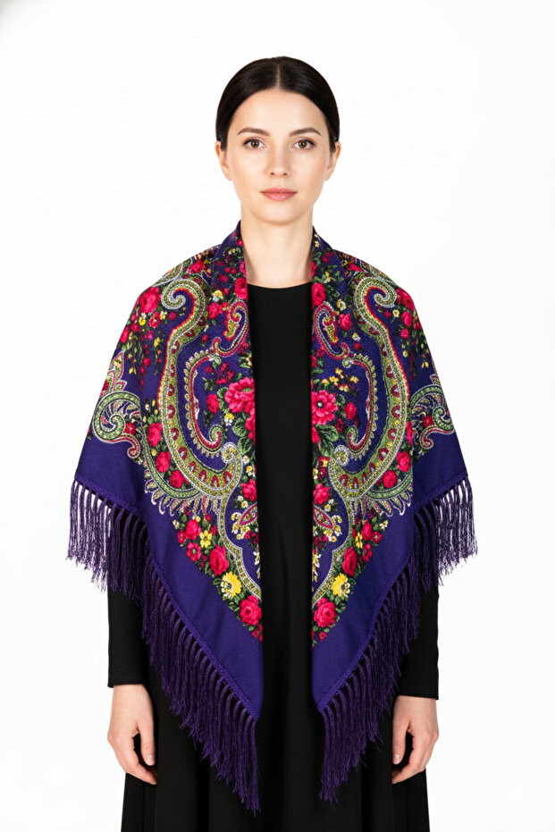 - Royal Frost Purple Shawl – Classic Pavlovo Pattern