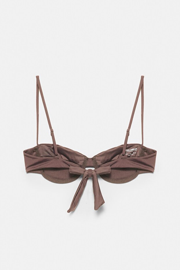 Drape detaylı balkonet bikini üstü - 3