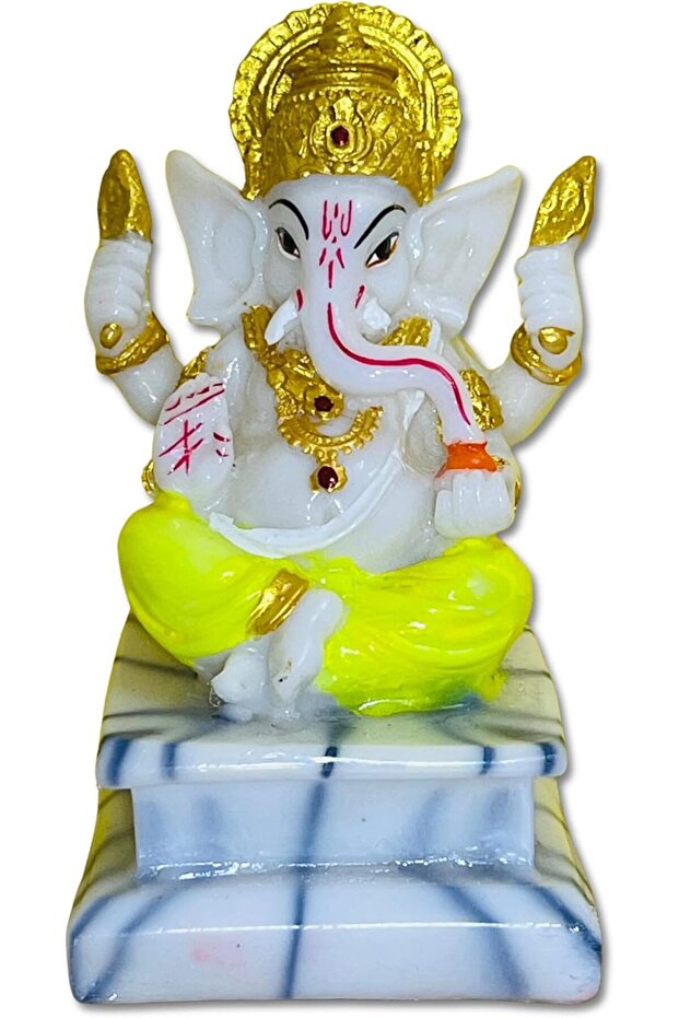Divine Design Ganesh Ji on Chowki – A Symbol of Auspicious Beginnings and Divine Wisdom- 13cm height