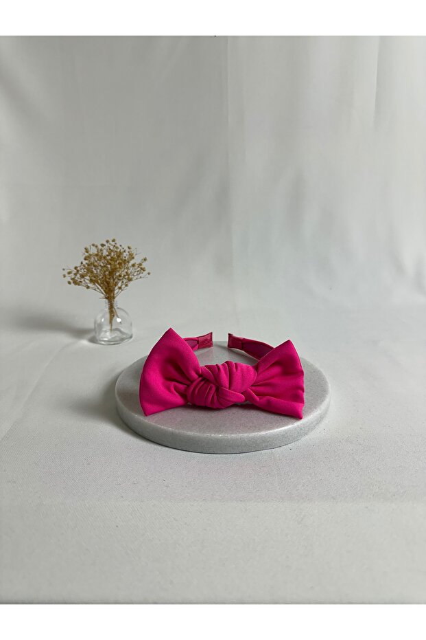 Pink Double Crepe Bow Crown Hair Band